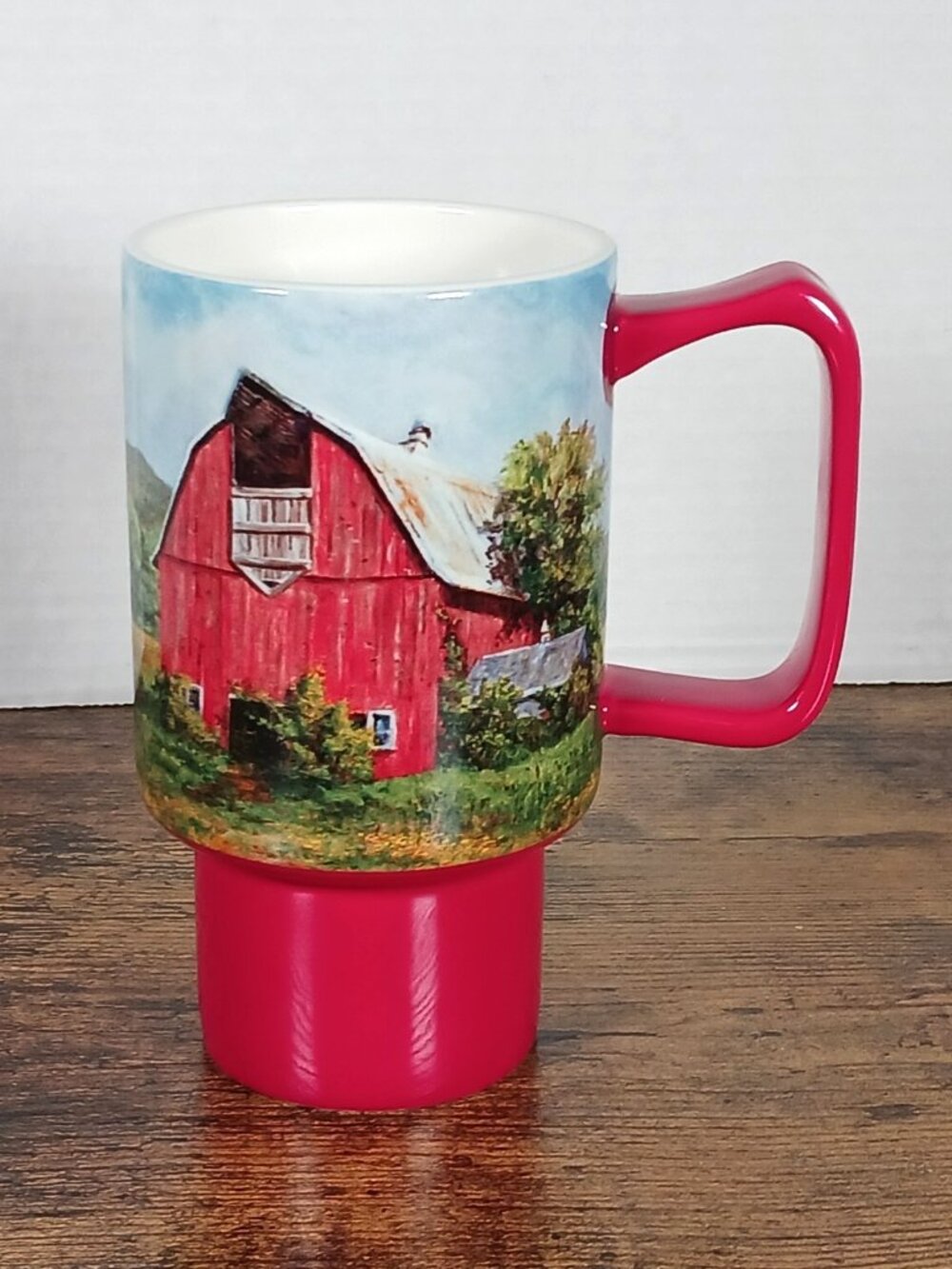 Lang ON THE FARM Ceramic Travel Mug 18oz Red Barn Art Bill Zierke 2020 Farmhouse